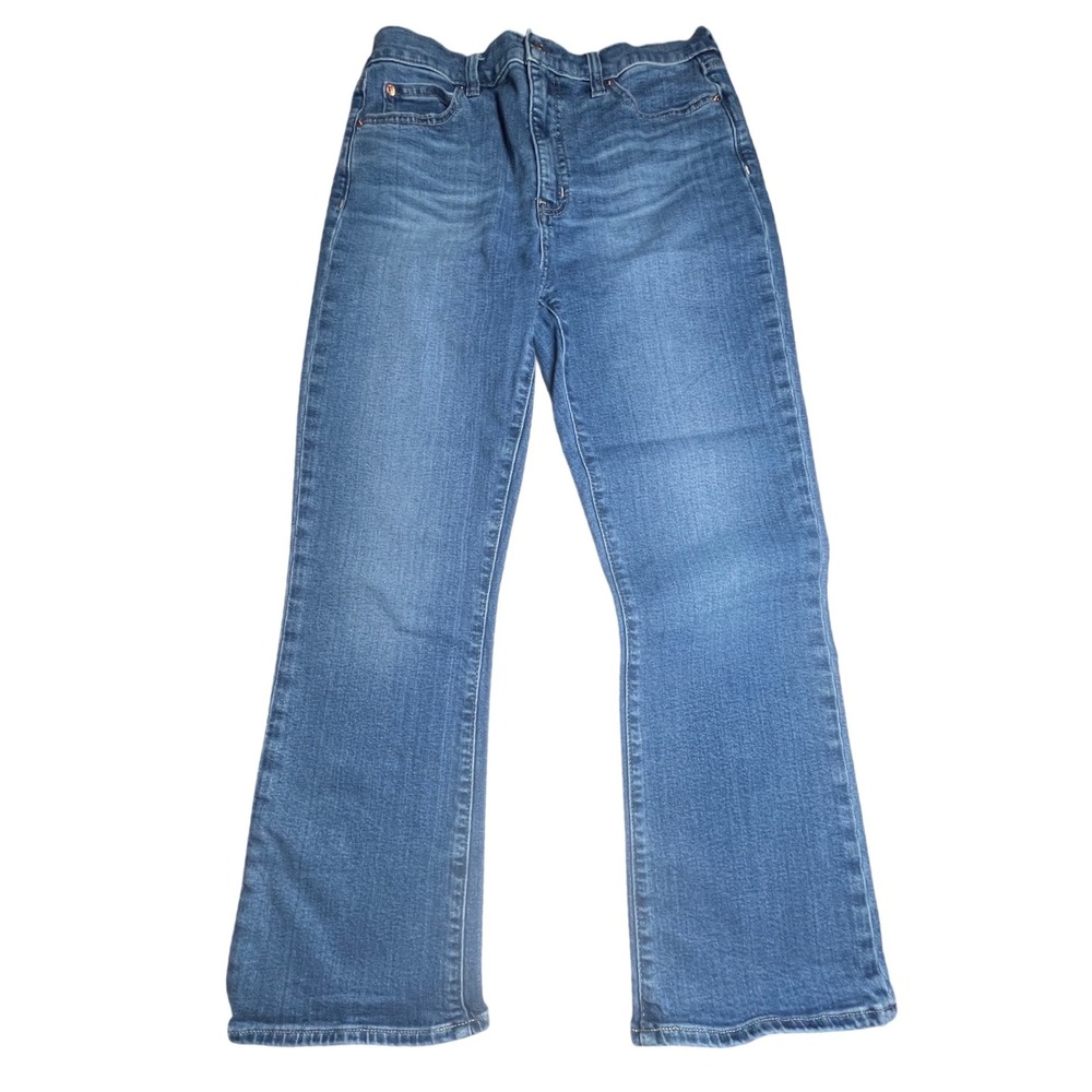 Gap High Rise Kick Fit Crop Jeans Blue Stretch Denim Ankle Flare Womens 10